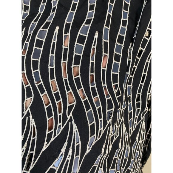 Samuel Dong Eyelet Black White Top Women size XL Artsy Art to wear Designer Boho - Picture 8 of 16